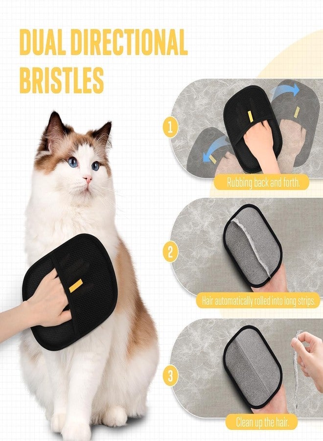 CHEENNY 2 Pcs Pet Hair Removal Gloves, Static-Enhanced Hair Removal Mitt, Upgraded Efficient Reusable Grooming Cleaning Glove Tool for Furniture, Carpets, Car Seats & Gentle Massage for Dogs Cats (Black) - Image 4